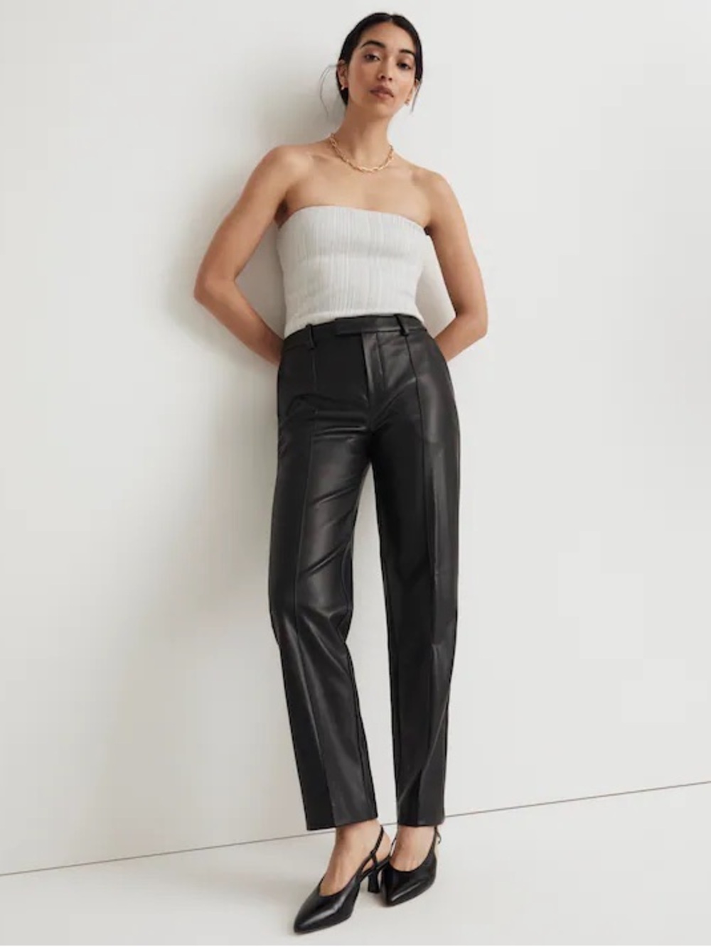 Madewell x Aimee Song The Fairbanks Faux Leather Pants Black Size 4